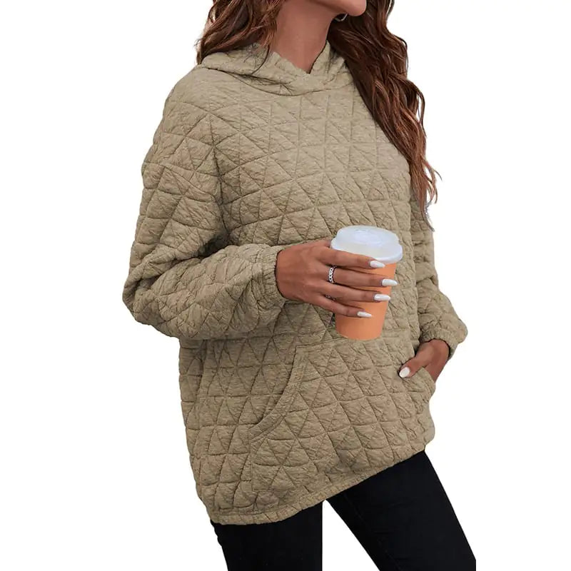 Women's Solid Color Hooded Sweater for Autumn